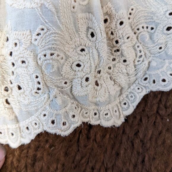 ZARA Contrasting embroidery lace knit sweater brown beige Small @L1 - Picture 8 of 13